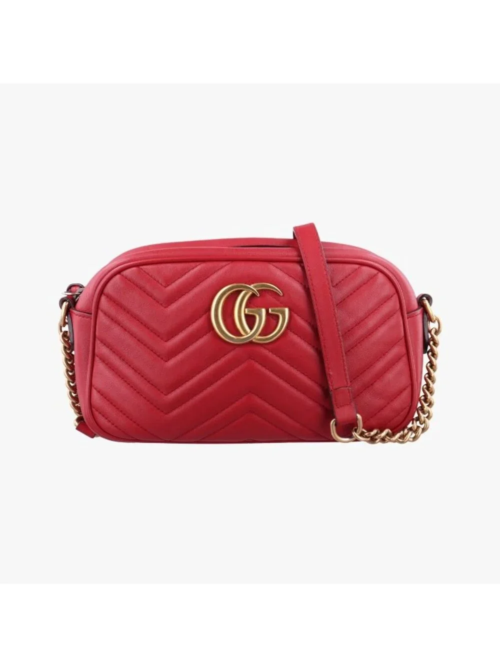 Gucci GG Marmont Red Leather Shoulder Bag